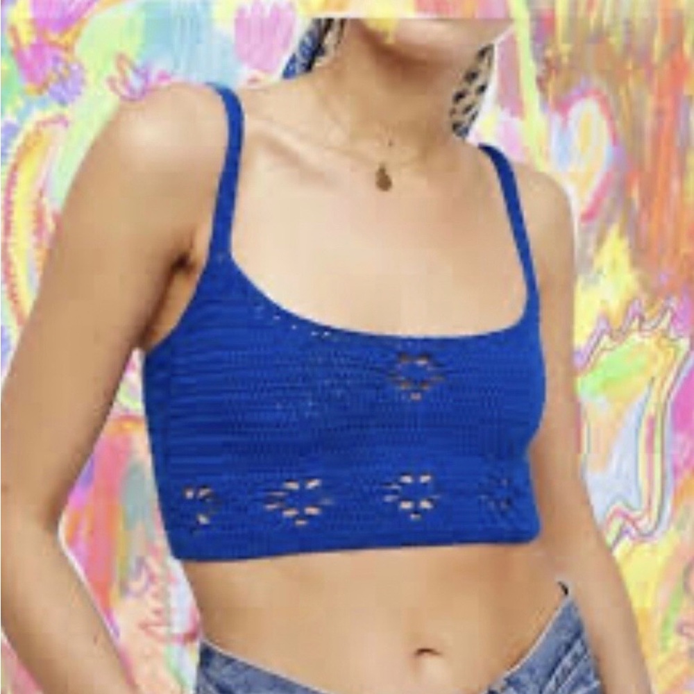Free People Royal Blue Knit Crop Top